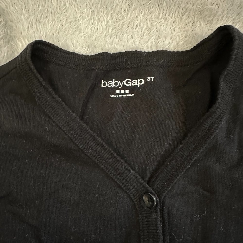 Baby Gap Black Long Sleeve Cotton Cardigan for Toddler Girl Sz 3T - Picture 2 of 5